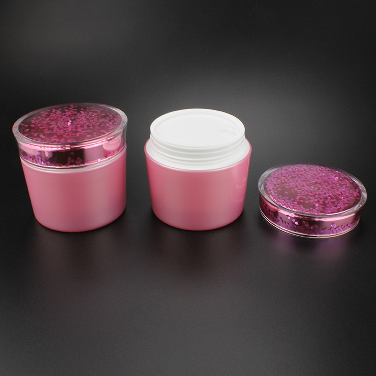 Bright Color Pink Round Shape JP4 Cream Jar 150g with Rose Gold Cap