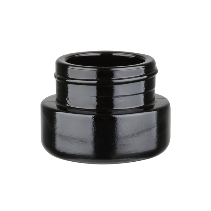 Bright black glass cream jar