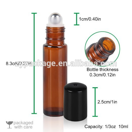 Brown Amber Glass Essential Oil Roller Bottles with Stainless Steel Roller Balls, for Perfumes and Lip Balms