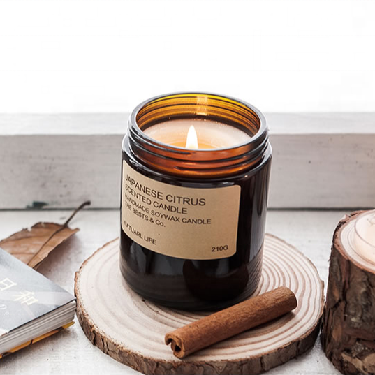 Brown Scented Candle Empty Jars Glass Candle Holder Glass Container For Candle