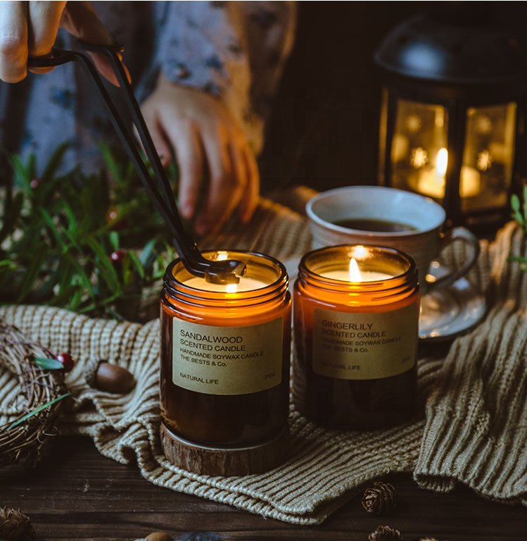 Brown Scented Candle Empty Jars Glass Candle Holder Glass Container For Candle