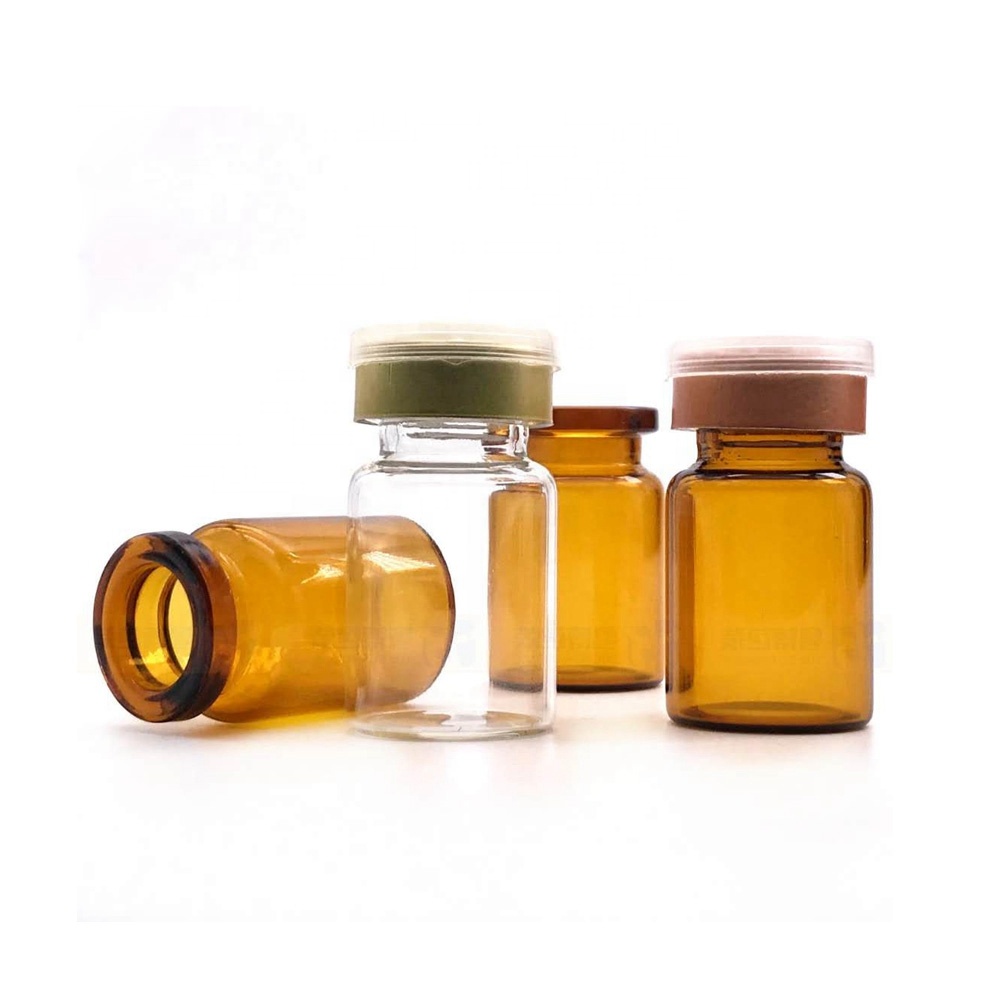Brown recycling mini hologram glass vial and caps 15ml pharmaceutical sterile vials