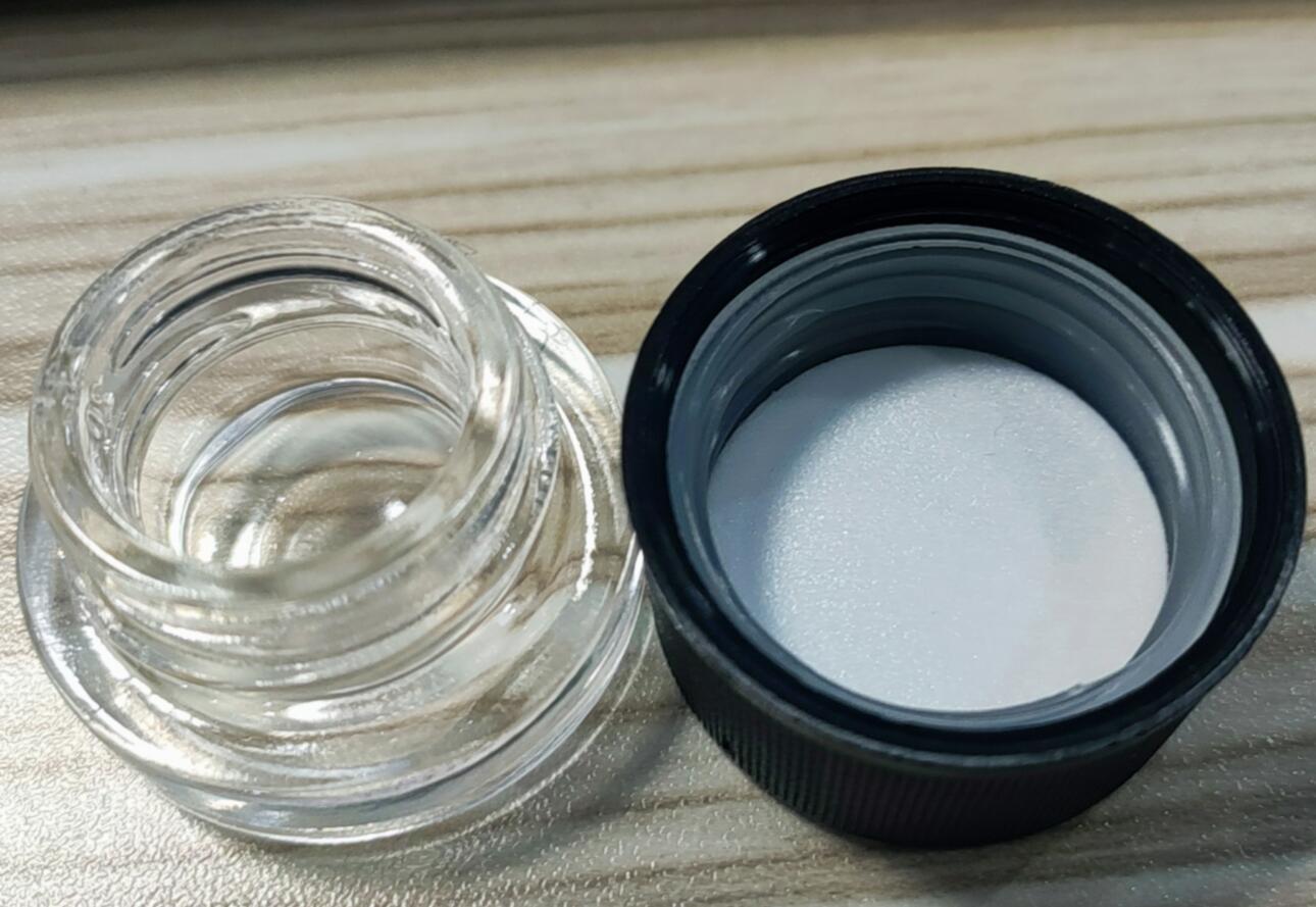 Buddyline wholesale 3ml 5ml 7ml jars child resistant black white cap clear empty glass jar with plastic lid for candle honey