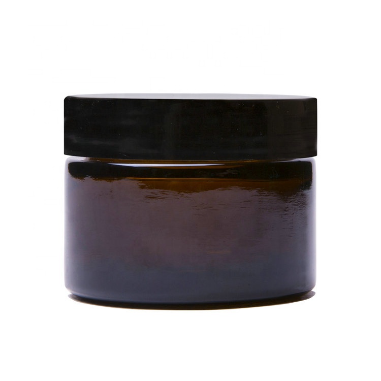 Bulk 1 oz 30 ml Amber Glass Cosmetic Cream Jars with Black Plastic Lids