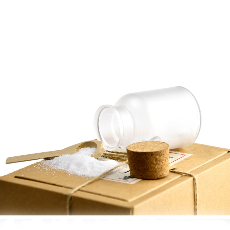 Bulk 100g/200g empty matte bath salt packaging bottle plastic jar with spoon