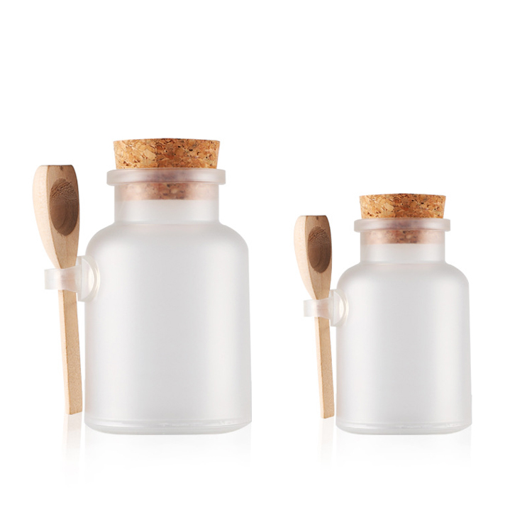 Bulk 100g/200g empty matte bath salt packaging bottle plastic jar with spoon