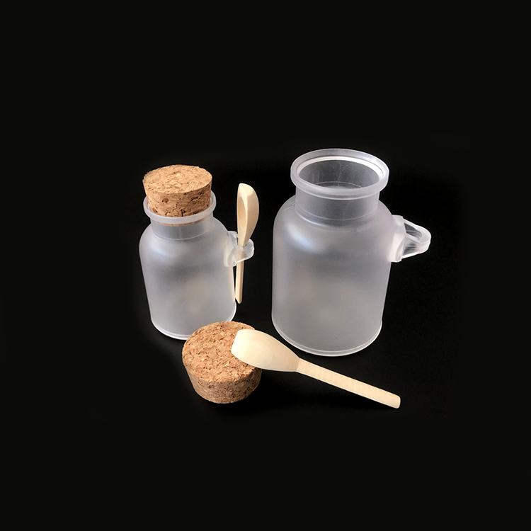 Bulk 100g/200g empty matte bath salt packaging bottle plastic jar with spoon