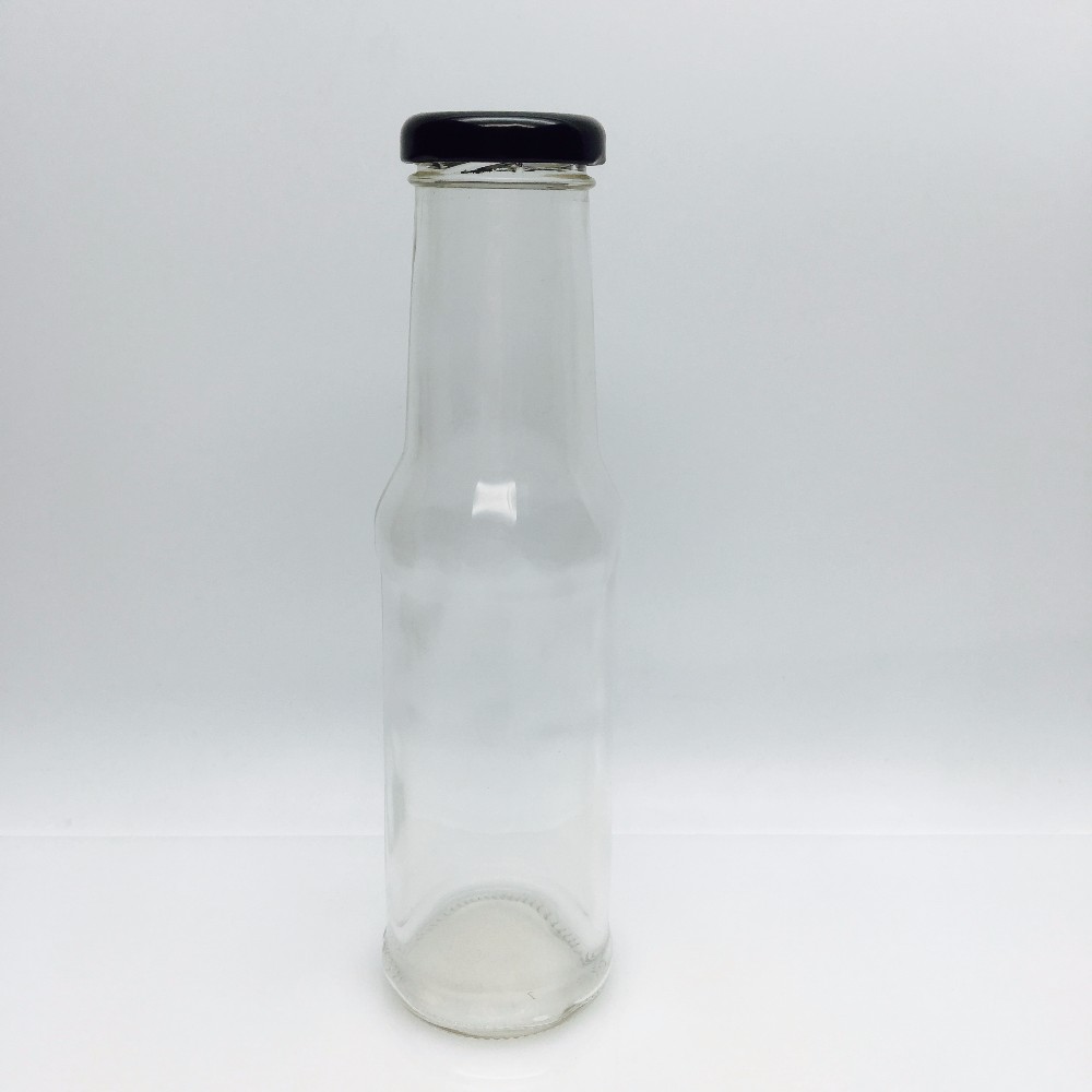 Bulk 250ml 8oz glass chilli garlic sauce bottle with 38mm wide mouth metal sealed lid