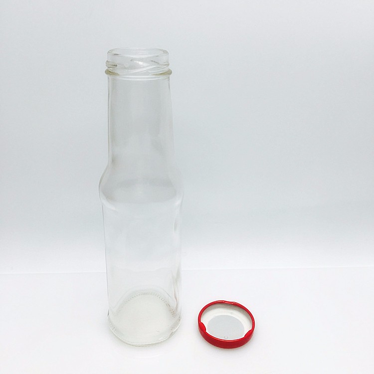 Bulk 250ml 8oz glass chilli garlic sauce bottle with 38mm wide mouth metal sealed lid