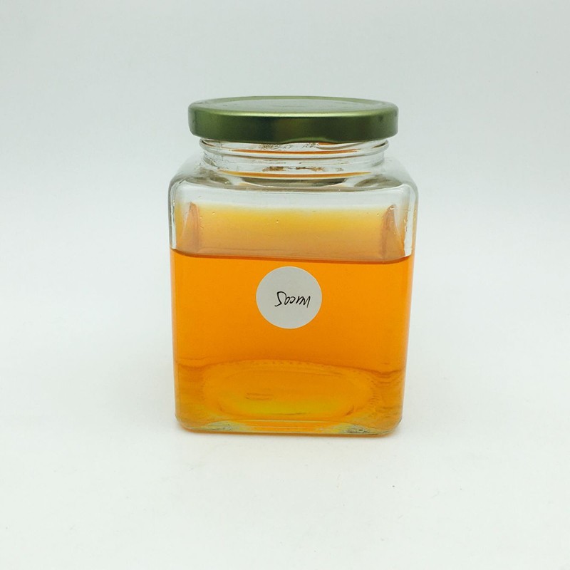 Bulk 280ml 500ml square glass honey jar with metal lid