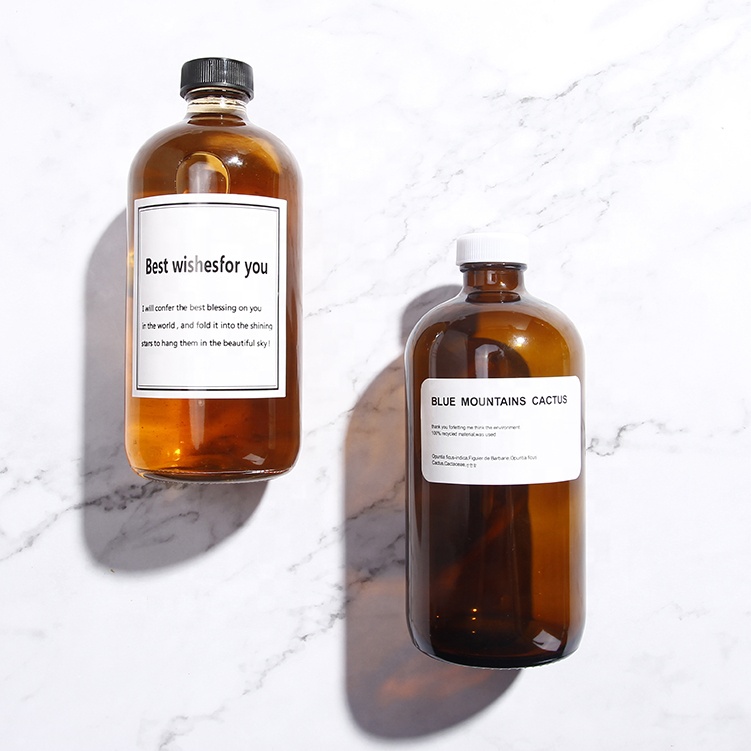 Bulk Price Stock 8oz 16oz Glass Amber Kombucha Bottles With Black Lid & Label