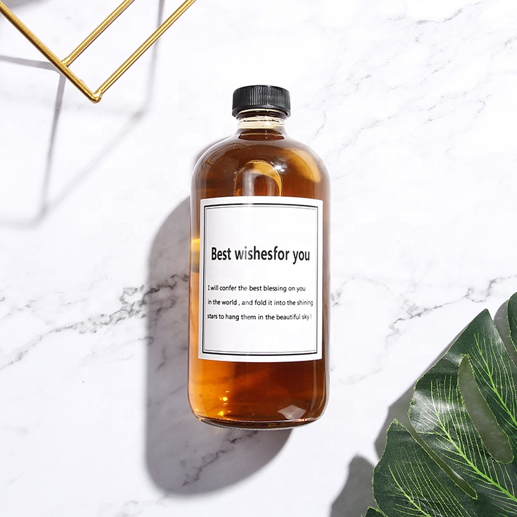 Bulk Price Stock 8oz 16oz Glass Amber Kombucha Bottles With Black Lid & Label