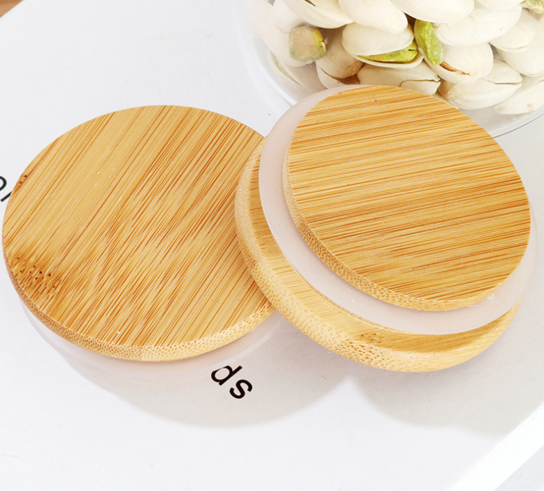Bulk Round Wide Clear glass jar storage airtight glass jar bamboo lid