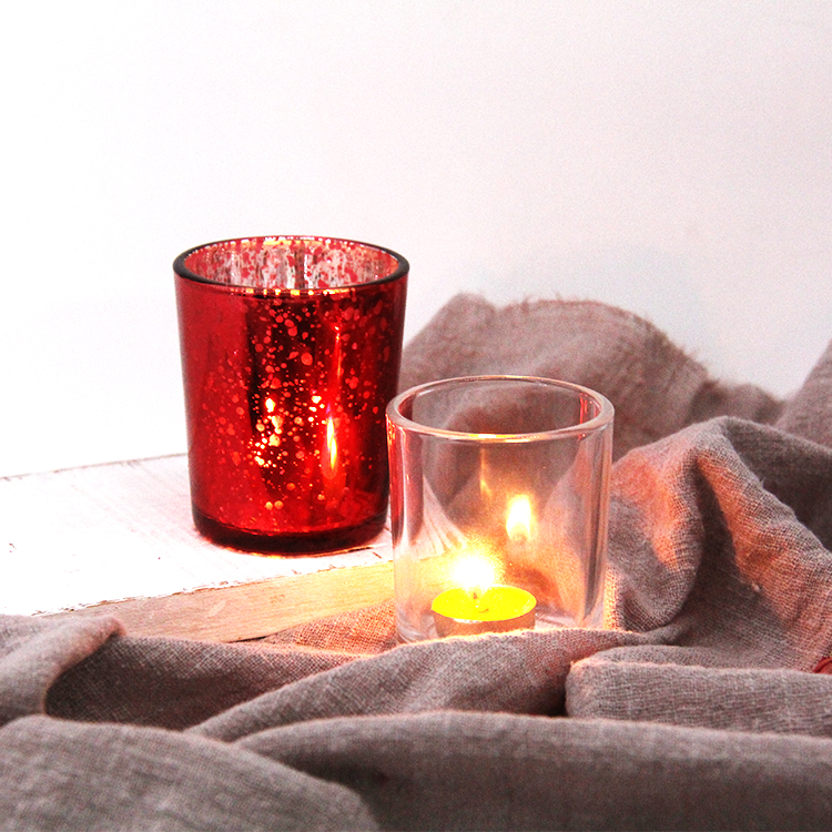 Bulk Unique Tea Light Glasses Cup Gold Electroplate Glass Candle Jar Holder For Home Decor