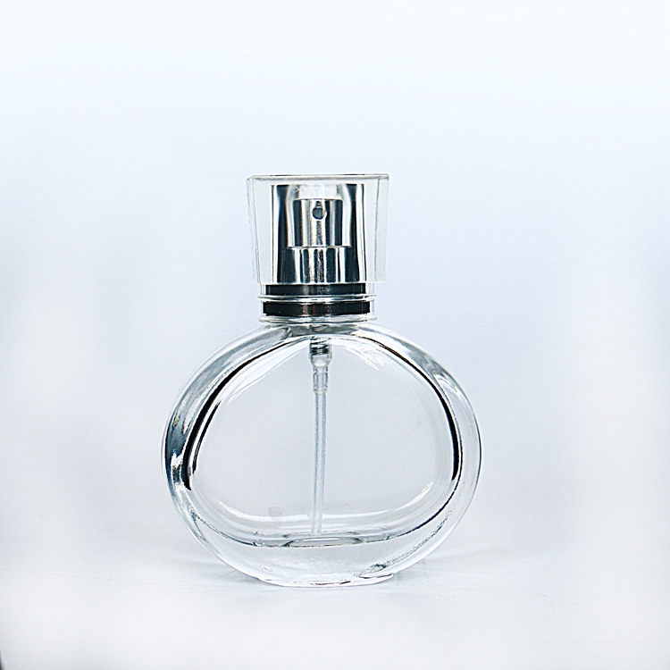 Bulk Wholesale 30ml 50ml Empty Classic Glass Round Shape Flat Refillable Sprayer Perfume Bottle
