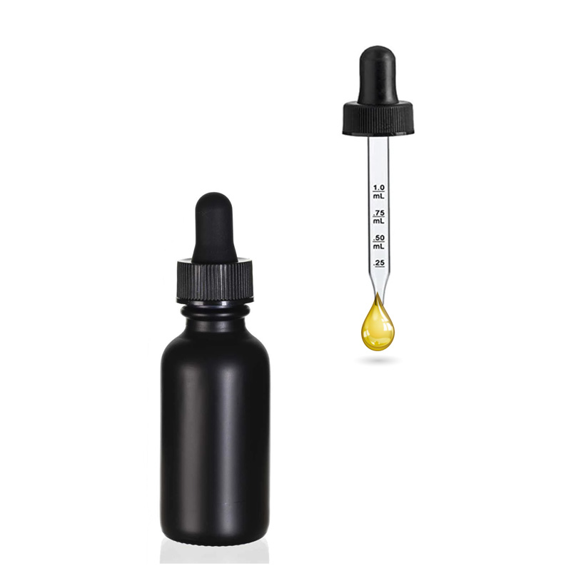 Bulk Wholesale Black Glass Boston Round Dropper Bottles