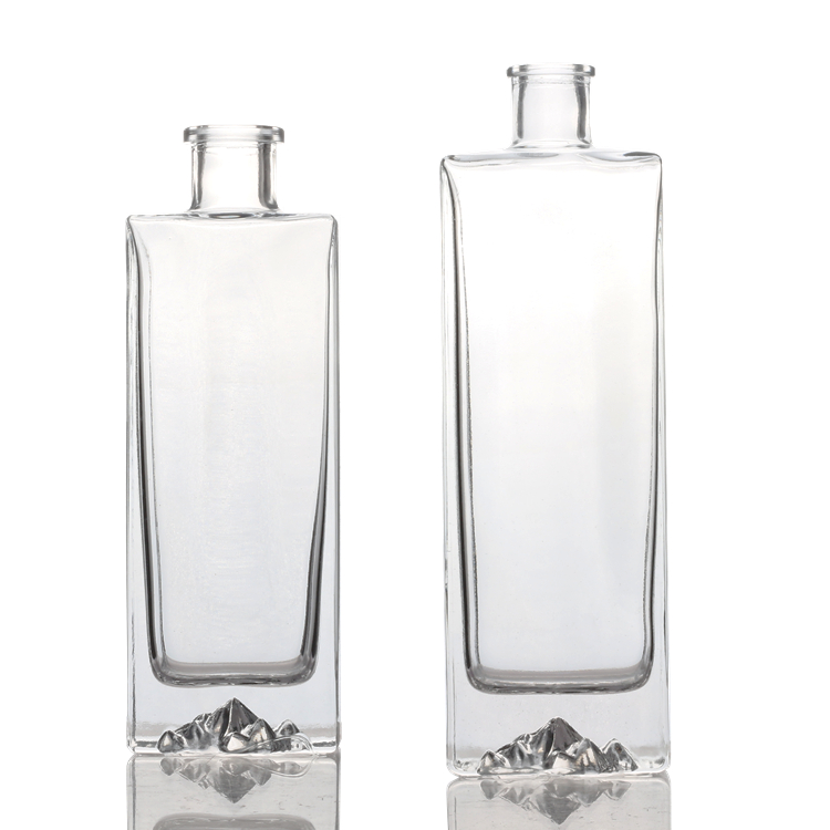 Bulk super flint limpid unique square shaped empty custom made 250ml 500ml gin liquor vodka glass wine bottle