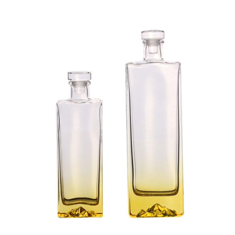Bulk super flint limpid unique square shaped empty custom made 250ml 500ml gin liquor vodka glass wine bottle