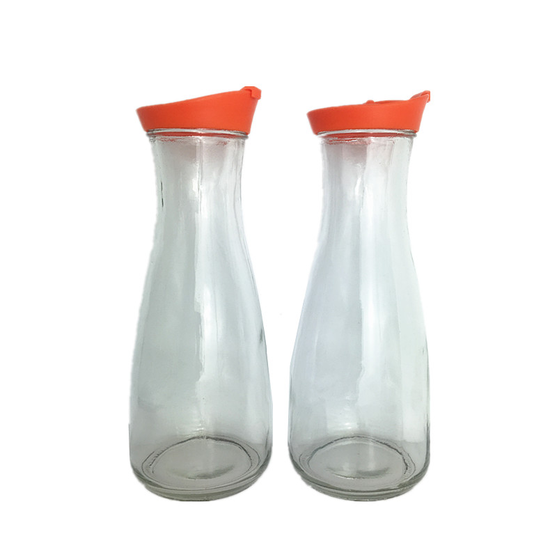 Bulk wide mouth 1000ml milk bottle 1liter juice water glass jug with plastic lid