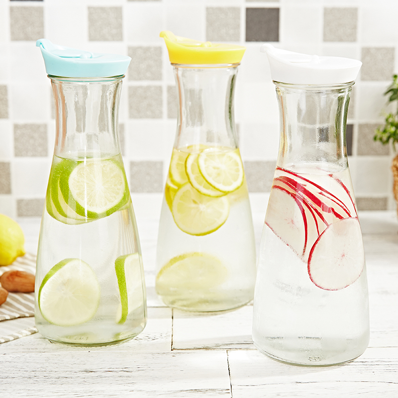 Bulk wide mouth 1000ml milk bottle 1liter juice water glass jug with plastic lid