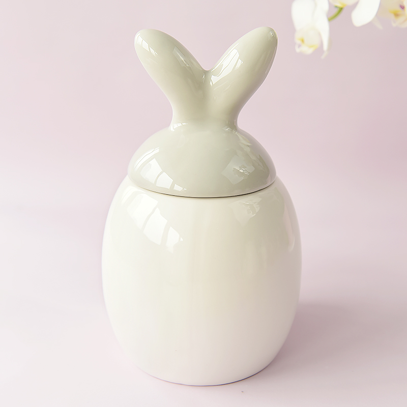 Bunny with Gold Bow Dot Homemade Cookie and Biscuit jars