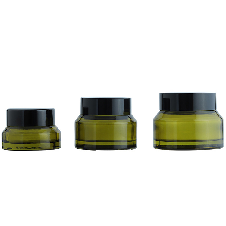 CBD face eye cream container 15g slant shoulder blue pink olive colorful frosted glass jar