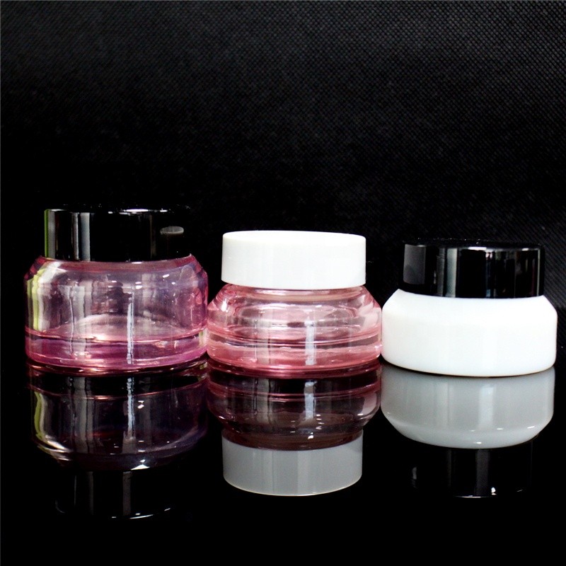 CBD face night cream container 15g slant shoulder white pink colorful cosmetic glass jar