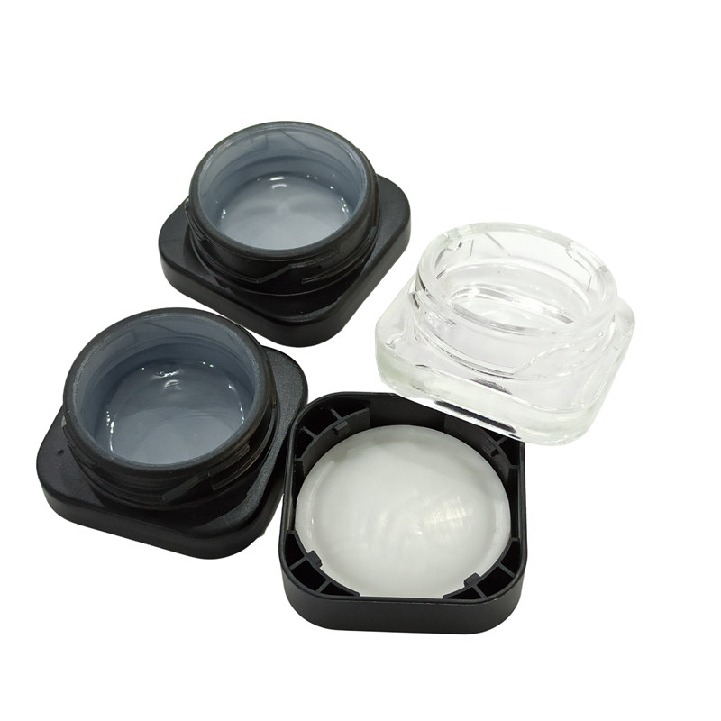 CBD glass jar containers with flat child proof glass jar with 5g 7g 9g cncentrate container glass