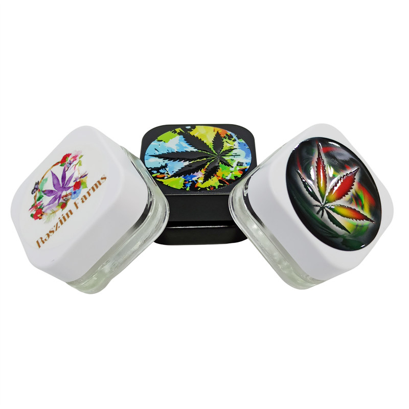 CBD glass jar containers with flat child proof glass jar with 5g 7g 9g cncentrate container glass