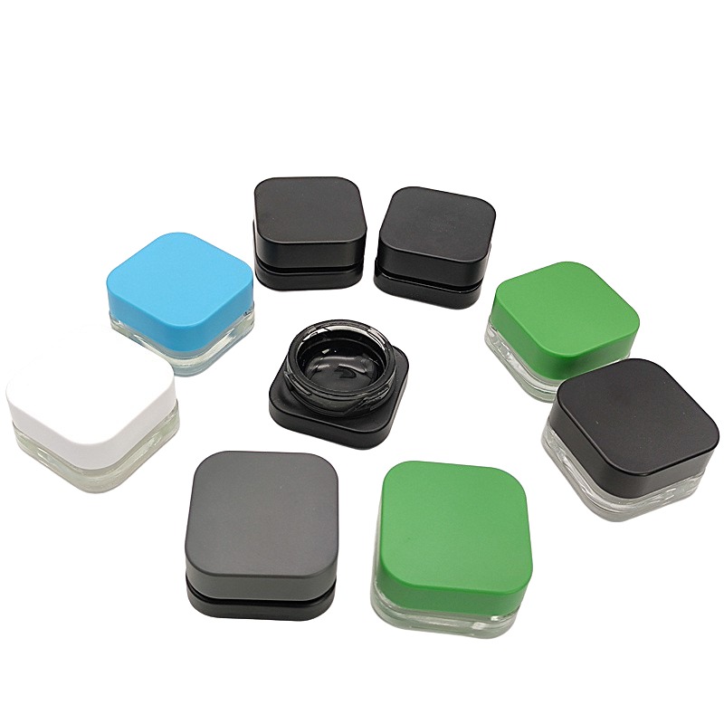 CBD glass jar containers with flat child proof glass jar with 5g 7g 9g cncentrate container glass