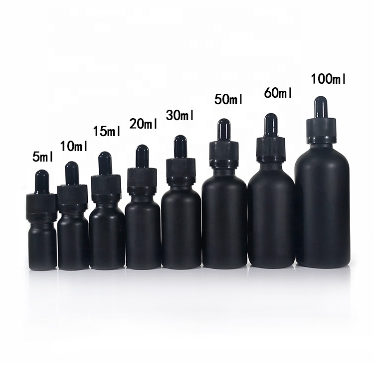 CBD hemp extract oil 5ml 10ml 15ml 20ml 30ml 50ml 100ml frosted Black White tincture Glass Bottle with Calibrated Glass pipette