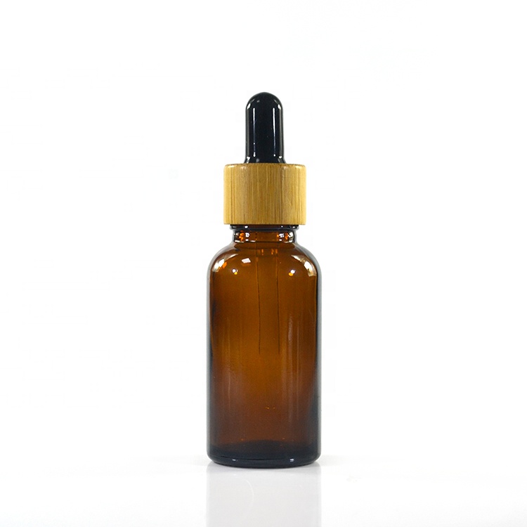 CBD oil 5ml 10ml 15ml 20ml 30ml 50ml 100ml essential oil serum amber glass tincture bottles with bamboo pipette dropper