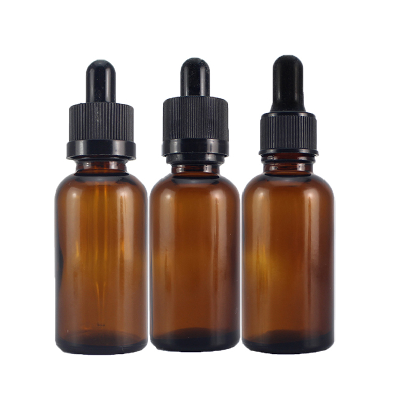 CBD oil glass dropper bottle with dropper 30ml amber matte essential oil tinture bottle with glass pipette