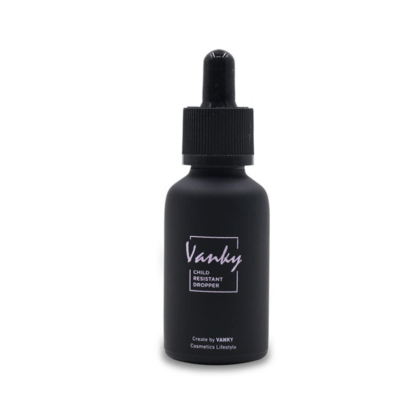 CBD oil glass facial bottles packaging  e liquid dropper bottle matte black 15ml 30ml with child proof/tamper proof dropper