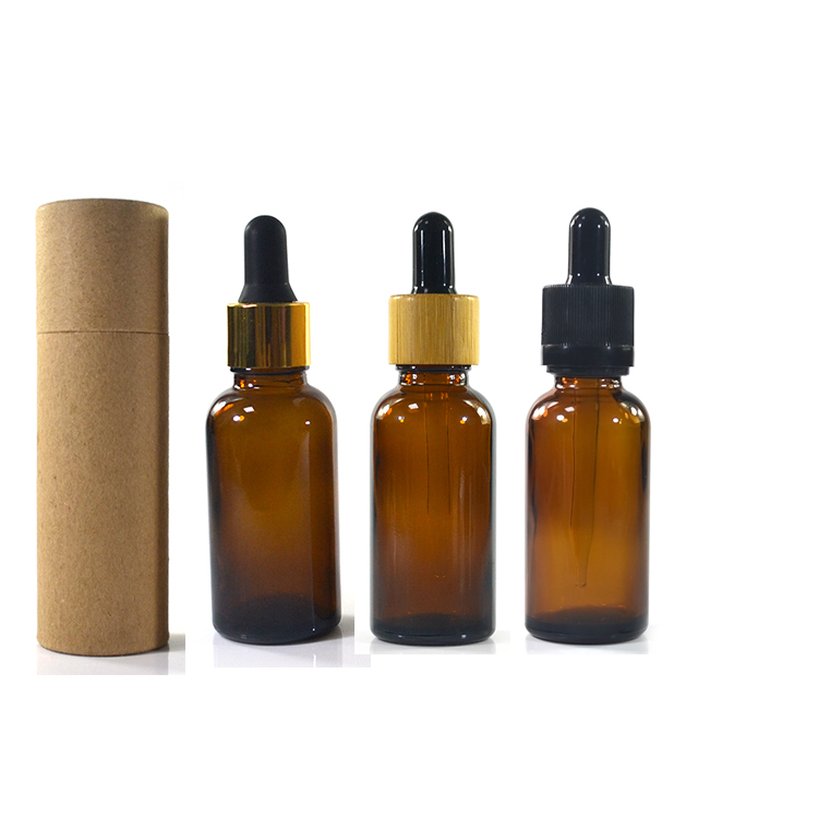 CBD oil package 5ml 10ml 15ml 20ml  30ml 50ml 100ml  essential oil  serum  amber glass dropper bottle with bamboo cap paper tube