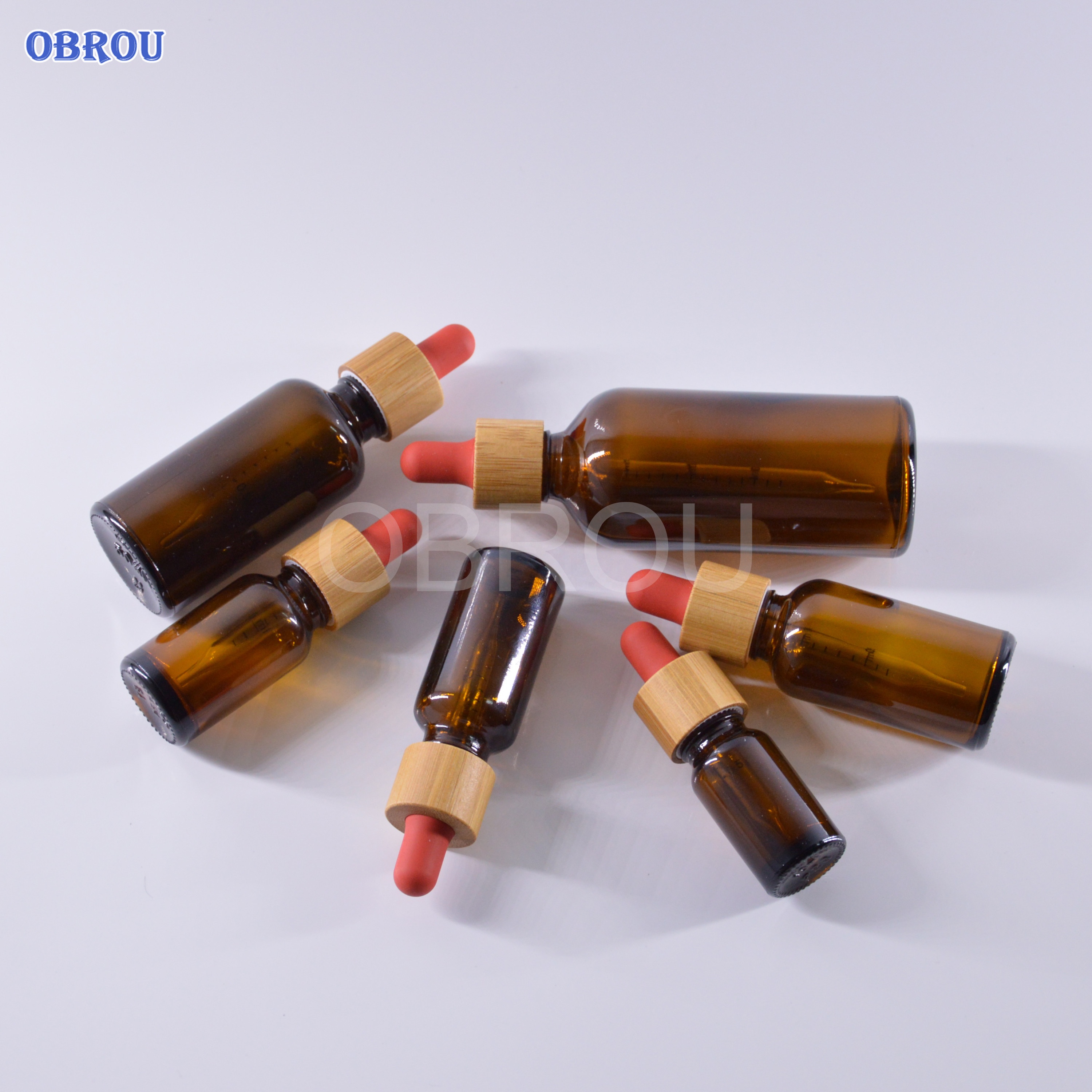 CBD oil package 5ml 10ml 15ml 20ml 30ml 50ml 100ml essential oil serum amber glass dropper bottle with bamboo cap