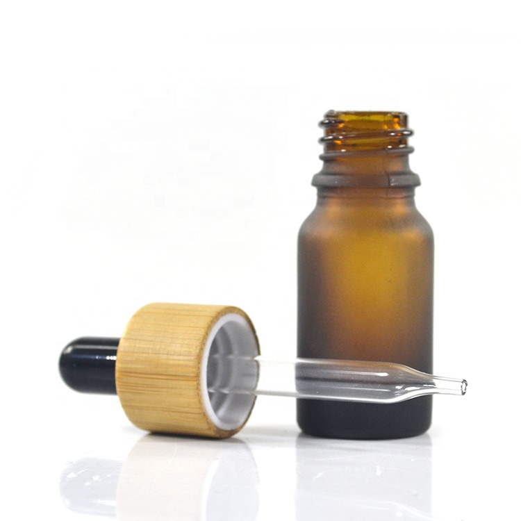 CBD tincture oil 10ml matte green blue amber clear glass eye dropper serum bottle with bamboo collar