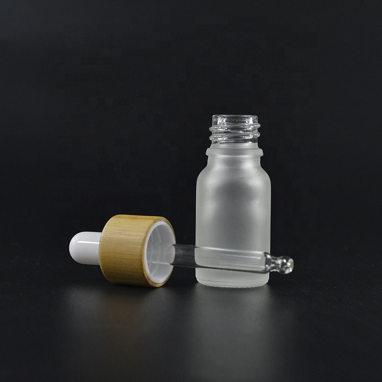 CBD tincture oil 10ml matte green blue amber clear glass eye dropper serum bottle with bamboo collar