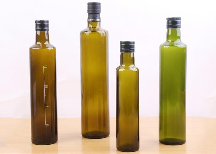 CE Certificate Round dark green Glass Essential Oil Bottle Vinegar Bottle olive oil glass bottle 1212