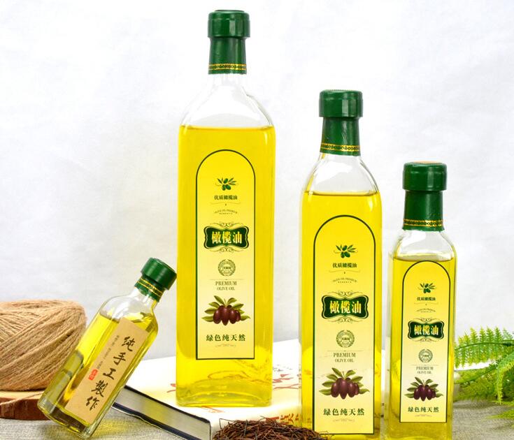 CE Certificate Square Clear Glass Essential Oil Bottle Vinegar Bottle olive oil glass bottle1209