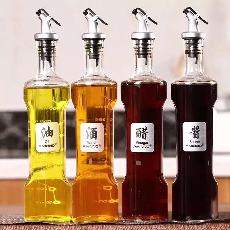 CE Certificate spray Square Clear Glass  Oil Bottle Vinegar Bottle olive oil glass bottle with clip