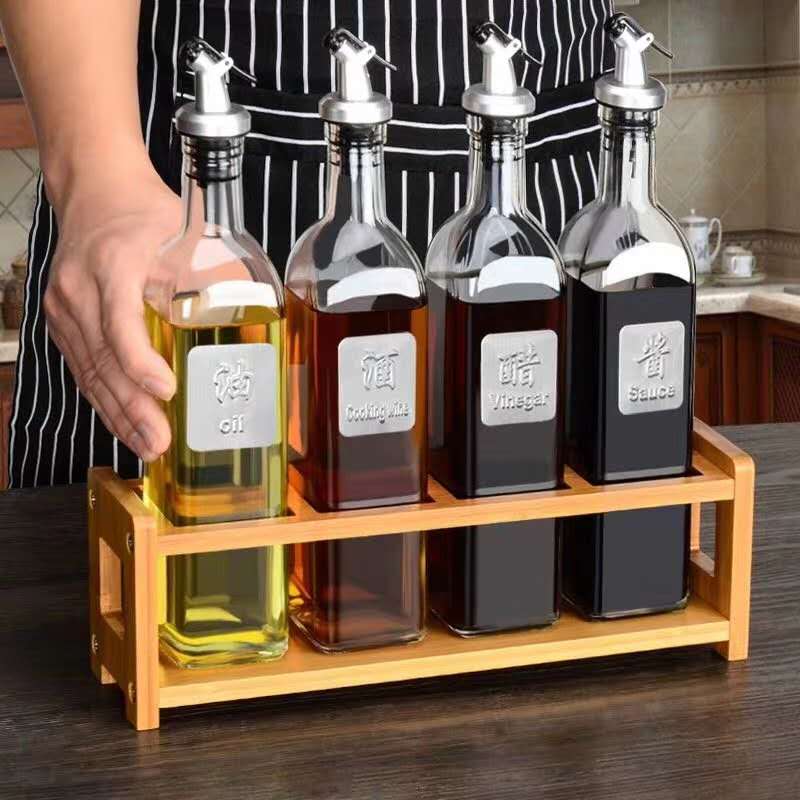 CE Certificate spray Square Clear Glass Oil Bottle Vinegar Bottle olive oil glass bottle with clip