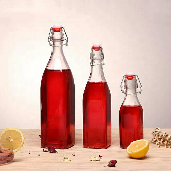 CE certificated Different Sizes Packing Glass Water/Juice/Drinking Bottle with Swing/Clip Top