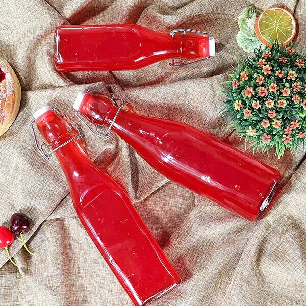 CE certificated Different Sizes Packing Glass Water/Juice/Drinking Bottle with Swing/Clip Top