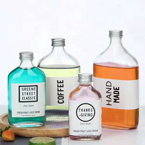 CE certificated Mini Square Empty Glass Beverage Juice Wine Vodka with Screw Top Liquor Bottle