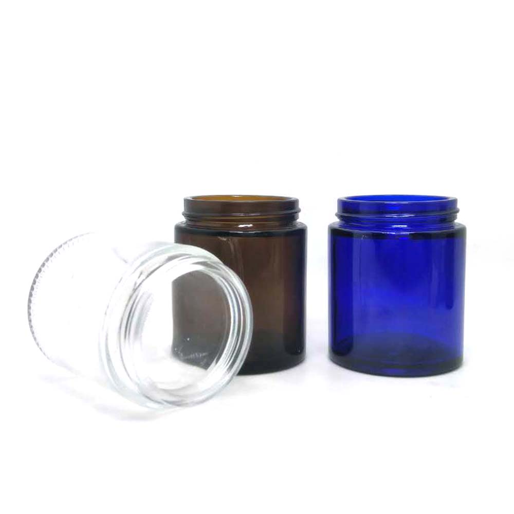 CE certificated Various Specifications Amber Glass Cream/Cosmetic Jar with plastic lids for luxury cosmetic jar set 100g