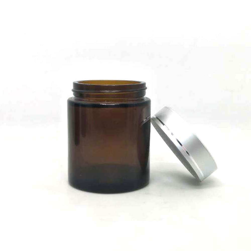 CE certificated Various Specifications Amber Glass Cream/Cosmetic Jar with plastic lids for luxury cosmetic jar set 100g