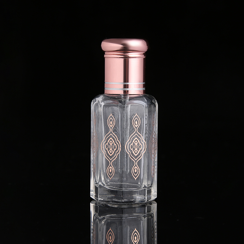 CJ-3ml 6ml 12ml Roll On Hot Stamping Octagon Empty Essential Oil Perfume Bottle Attar Glass Bottles