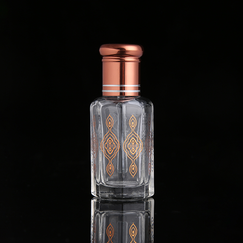 CJ-3ml 6ml 12ml Roll On Hot Stamping Octagon Empty Essential Oil Perfume Bottle Attar Glass Bottles