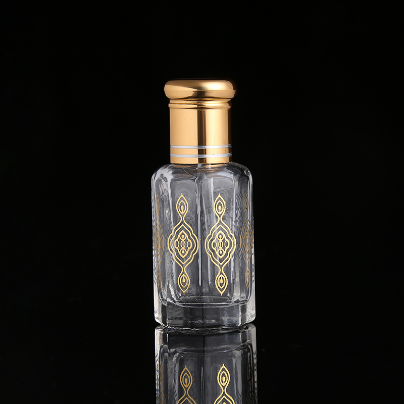 CJ-3ml 6ml 12ml Roll On Hot Stamping Octagon Empty Essential Oil Perfume Bottle Attar Glass Bottles